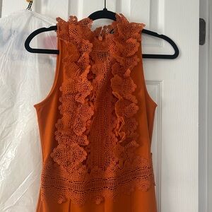 Orange Lace Ruffle Dress